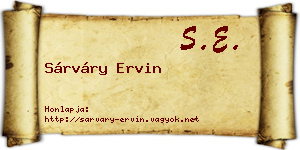 Sárváry Ervin névjegykártya