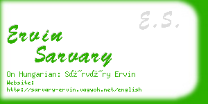 ervin sarvary business card